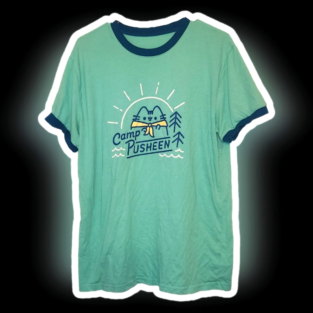 ❌️ [SOLD] Camp Pusheen Green Blue Tee Shirt Top - Picture 2 of 4